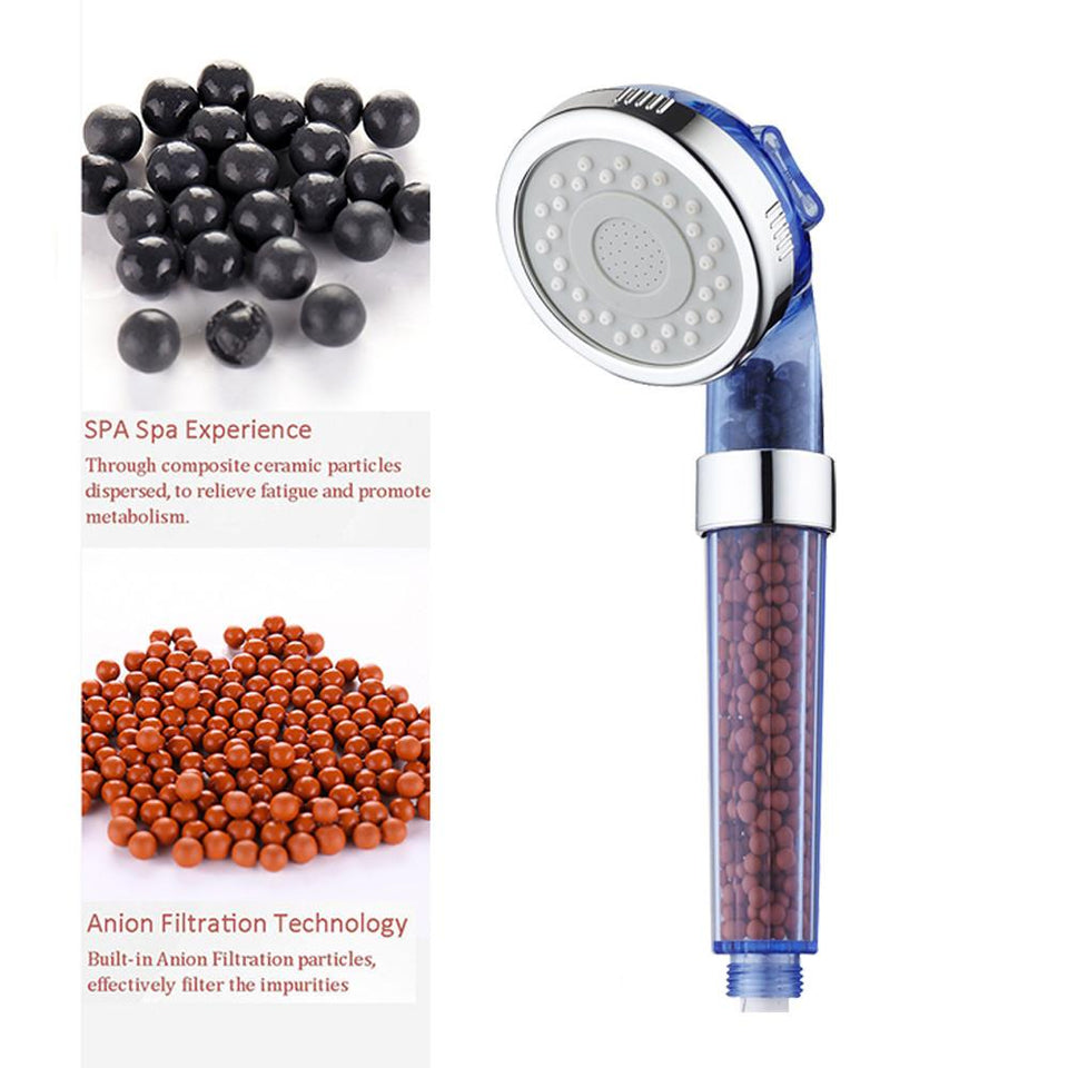 High Pressure Shower Head Bathroom Water Saving 3 Filter Ionic Filtration Heads